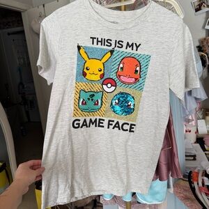 Pokemon Light Gray Graphic Tee with Colorful Characters